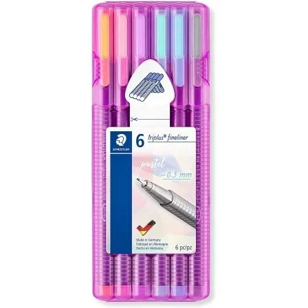 STAEDTLER Triplus Fineliner 334 Estuche de 6 Colores Pastel